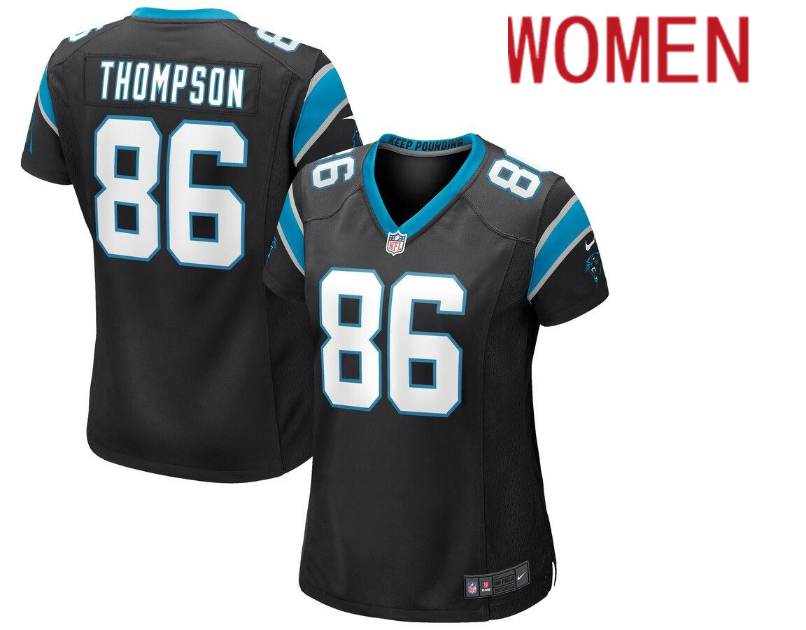 Women Carolina Panthers #86 Colin Thompson Nike Black Game NFL Jersey->women nfl jersey->Women Jersey
